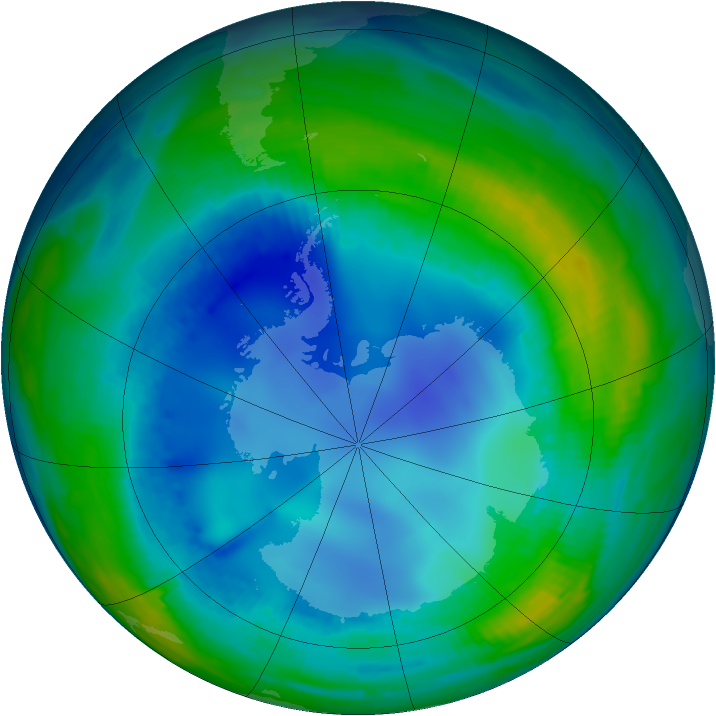 Antarctic ozone map for 02 August 1997